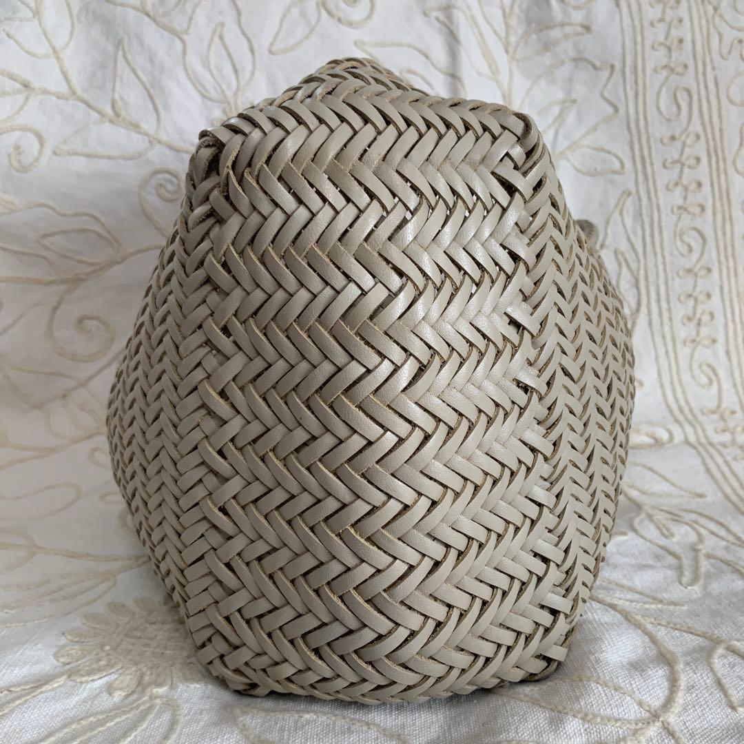 ぴのこ 未使用級ドラゴン 牛革 メッシュ トート バッグ ライトベージュ