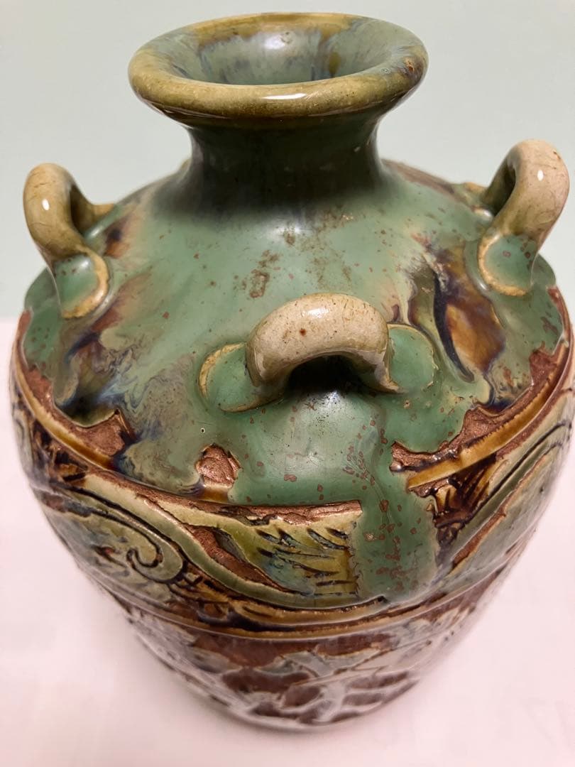 琉球　沖縄　壺屋焼【故】島袋常明作　エジプト紋壺　ヤチムン　やちむん　希少　レア