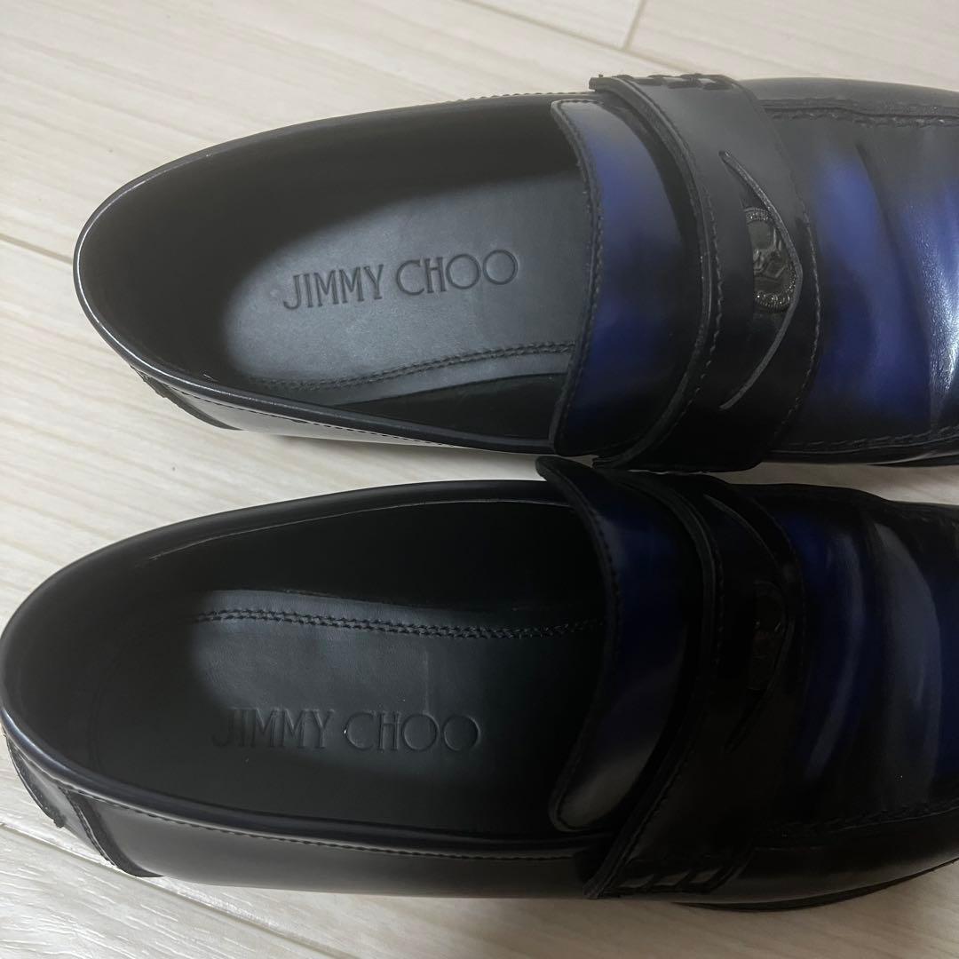 JIMMY CHOO ブラック/ブルー ローファー