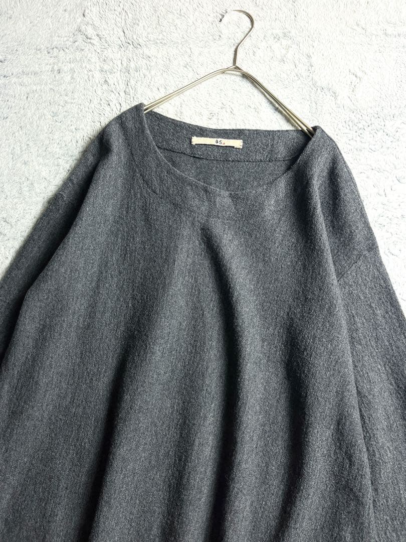 【45R】45rpm ウール100% フラワー刺繍 フロート縮絨ニットワンピース