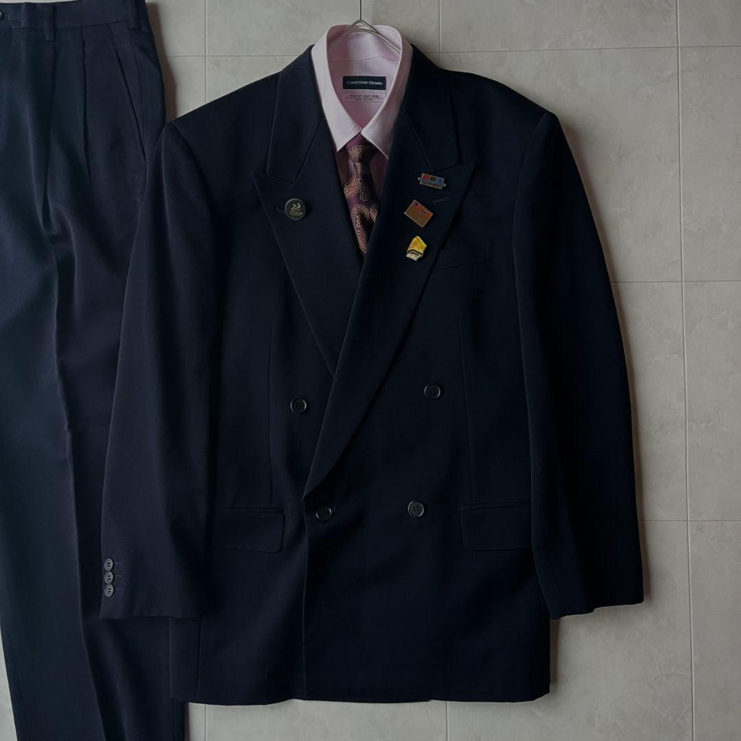 超希少✨極美品✨ペイトンプレイス　ダブルスーツ 豪華5点セット L 濃紺 ピンズ