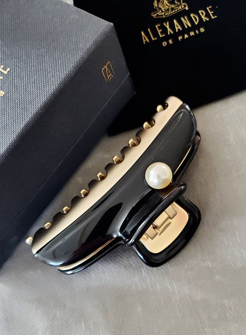 【ブラック】一粒パール☆Lクリップ☆アレクサンドルドゥパリ