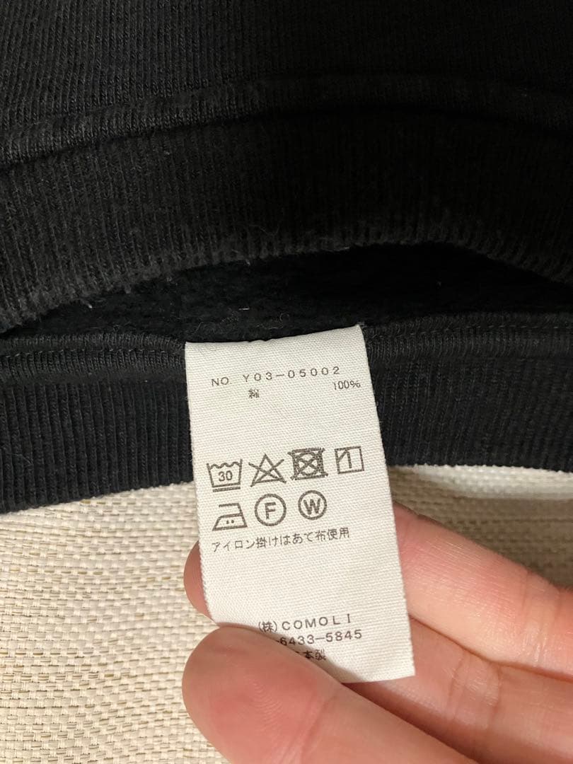 COMOLI　コットン吊裏毛 クルーネック　ブラック　 サイズ3