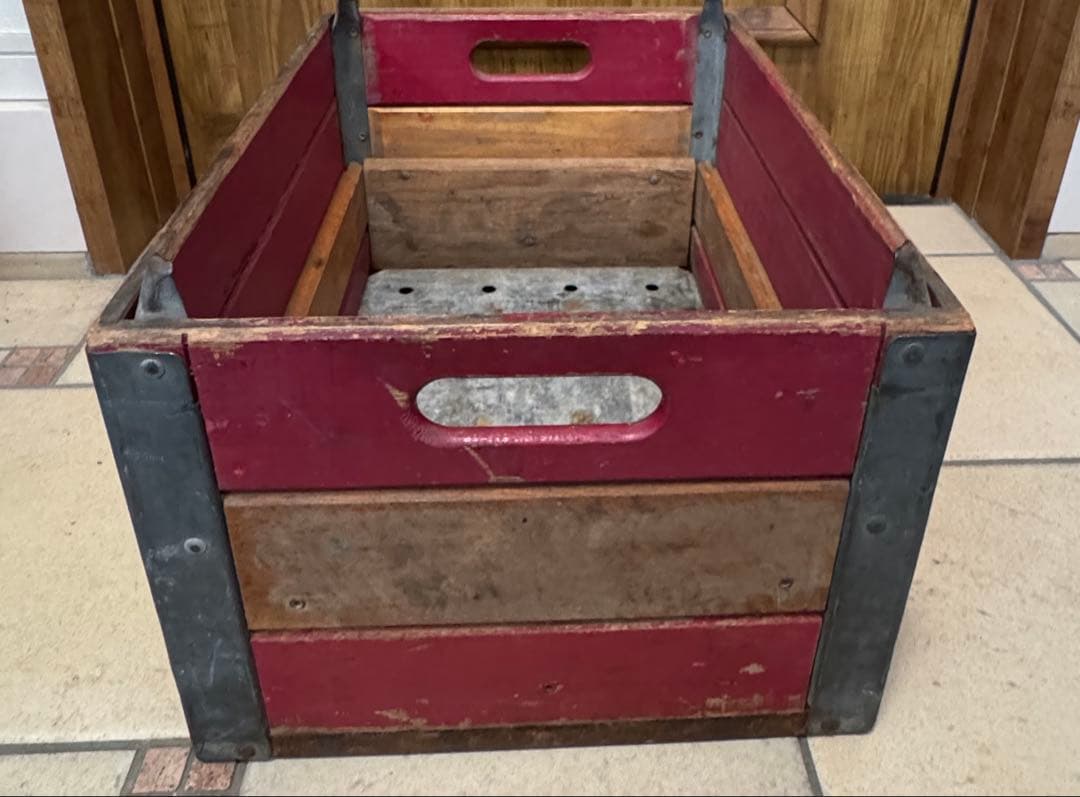 ビンテージ　木箱　金属枠 Wooden Box クレート