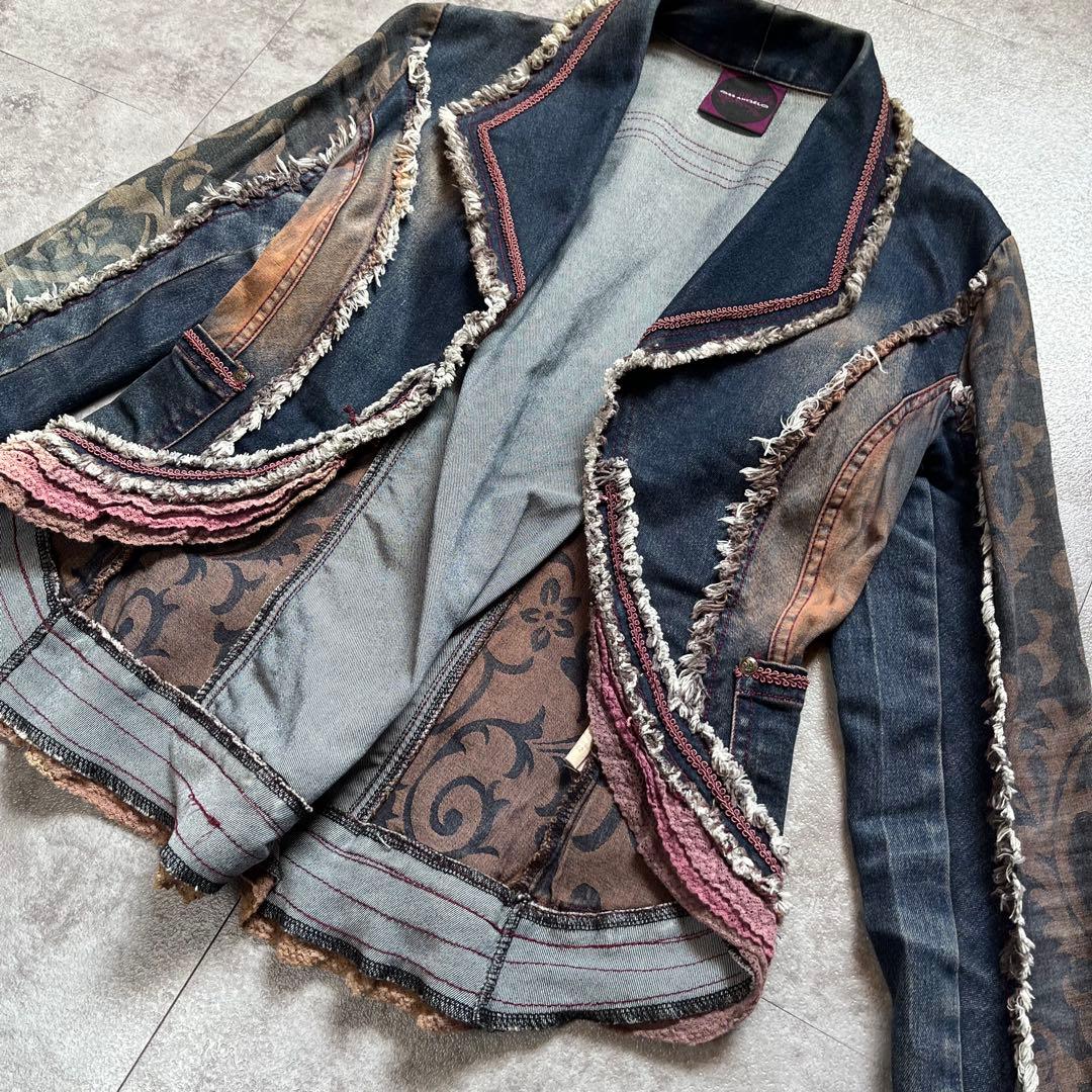 OZZ ANGELO デニムジャケット　レース　y2k フェアリーグランジ