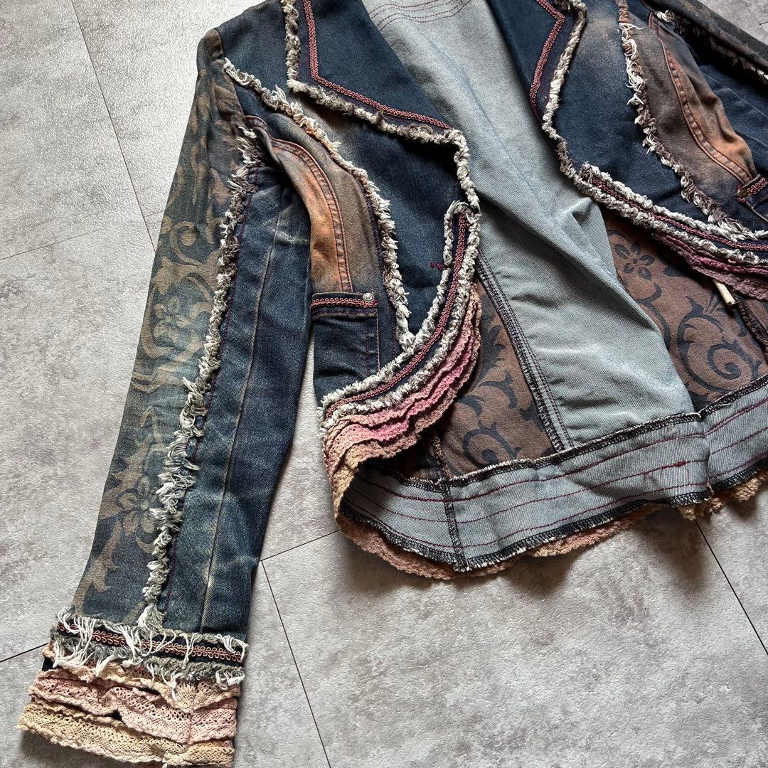 OZZ ANGELO デニムジャケット　レース　y2k フェアリーグランジ