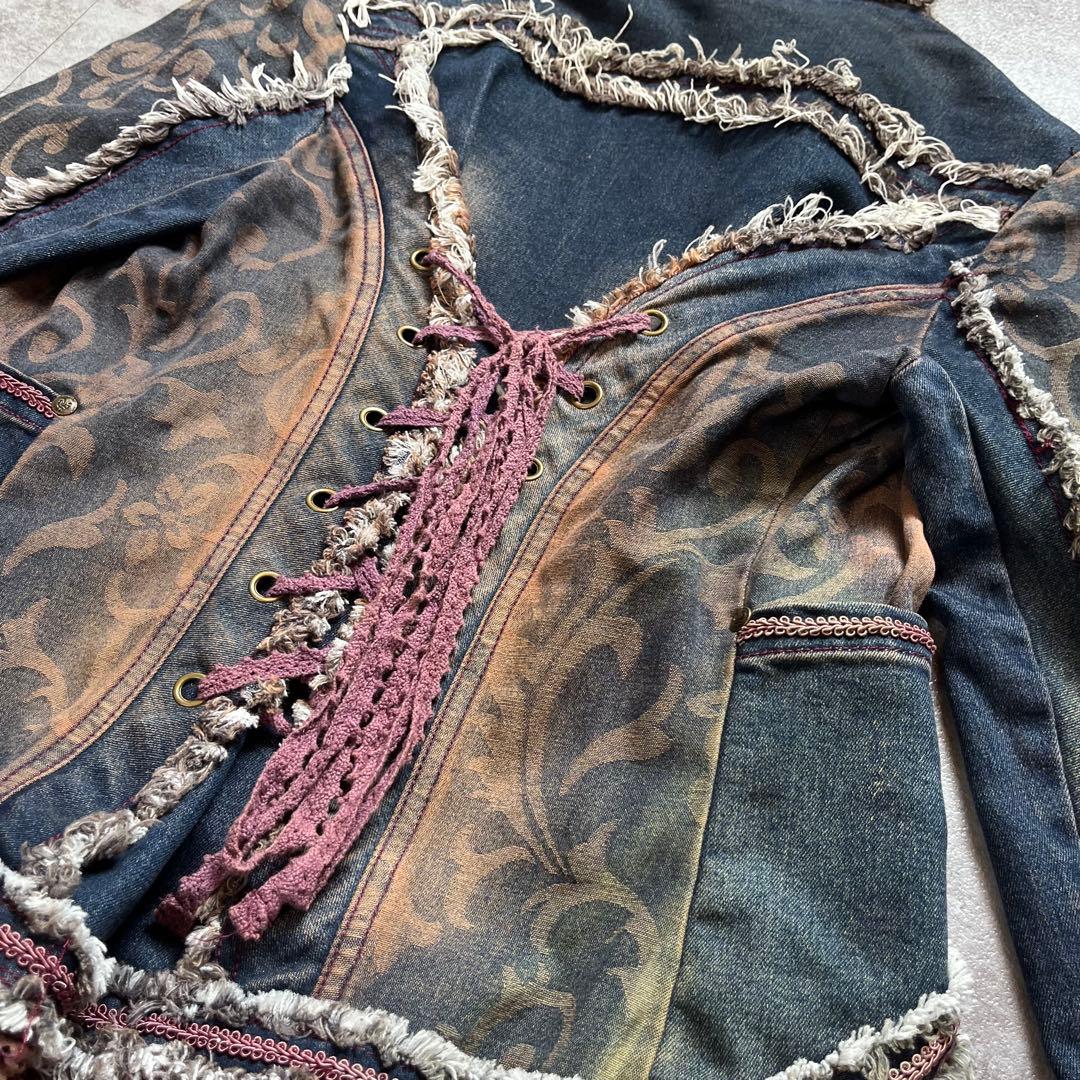 OZZ ANGELO デニムジャケット　レース　y2k フェアリーグランジ