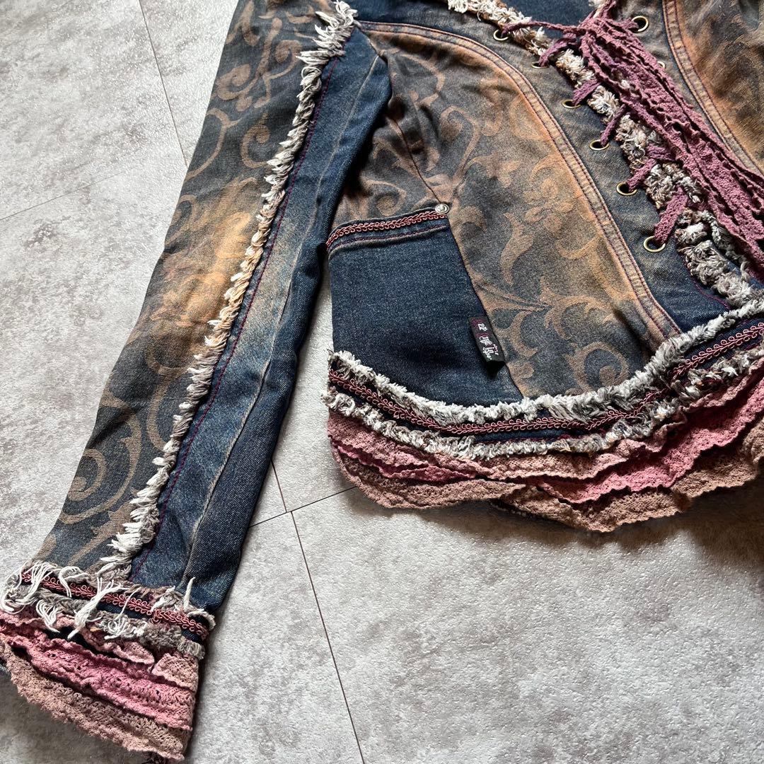 OZZ ANGELO デニムジャケット　レース　y2k フェアリーグランジ