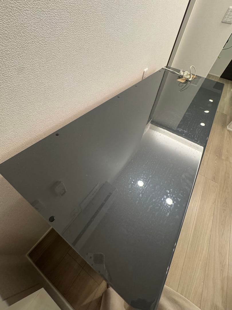 【パモウナ】モダン木製食器棚 引き出し付き　140センチ