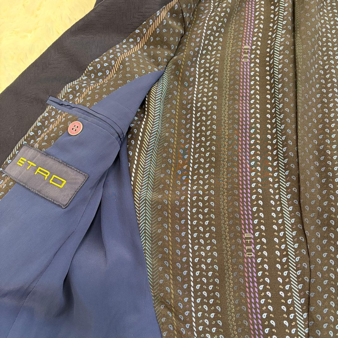 【ペイズリー×ヘリンボーン】ETRO エトロ テーラードジャケット シルク