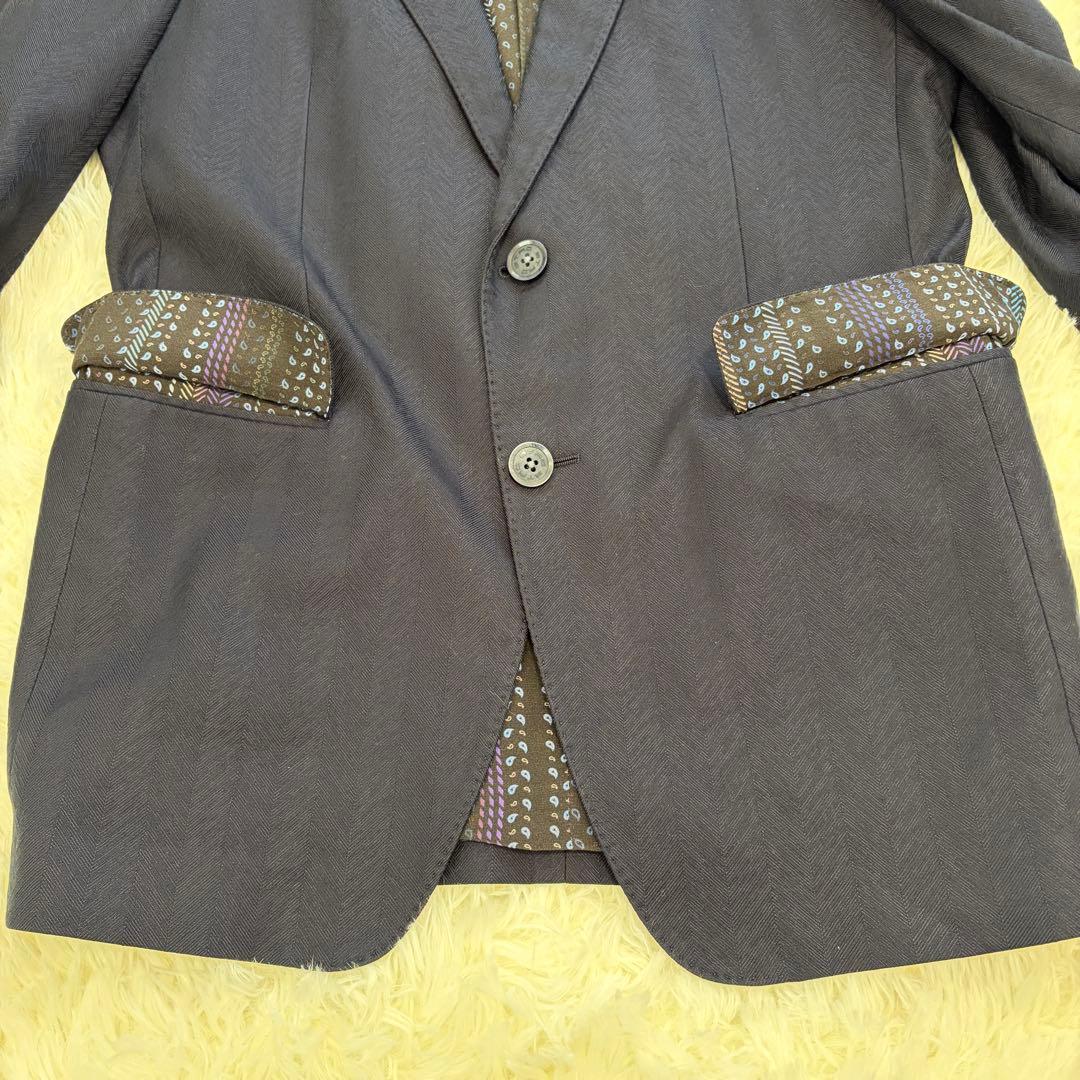 【ペイズリー×ヘリンボーン】ETRO エトロ テーラードジャケット シルク