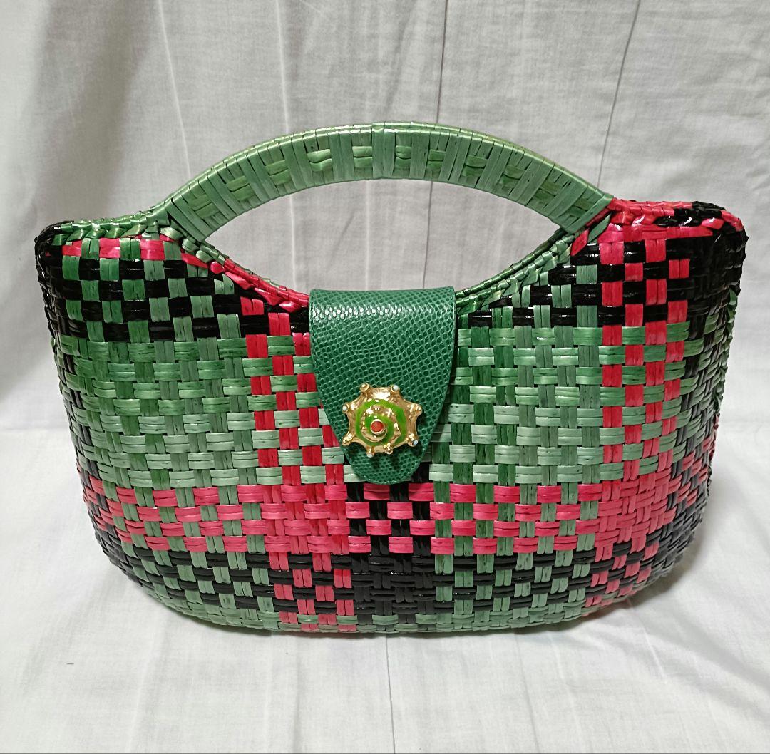 ロベルトリッチ 編込みかごバッグ ハンドバッグ マルチカラー イタリア