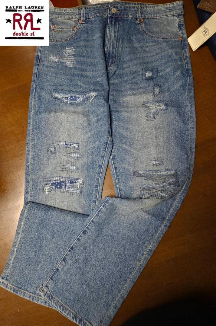 MJ【新品未使用】DOUBLE RRLダメージ加工デニムパンツ（36）