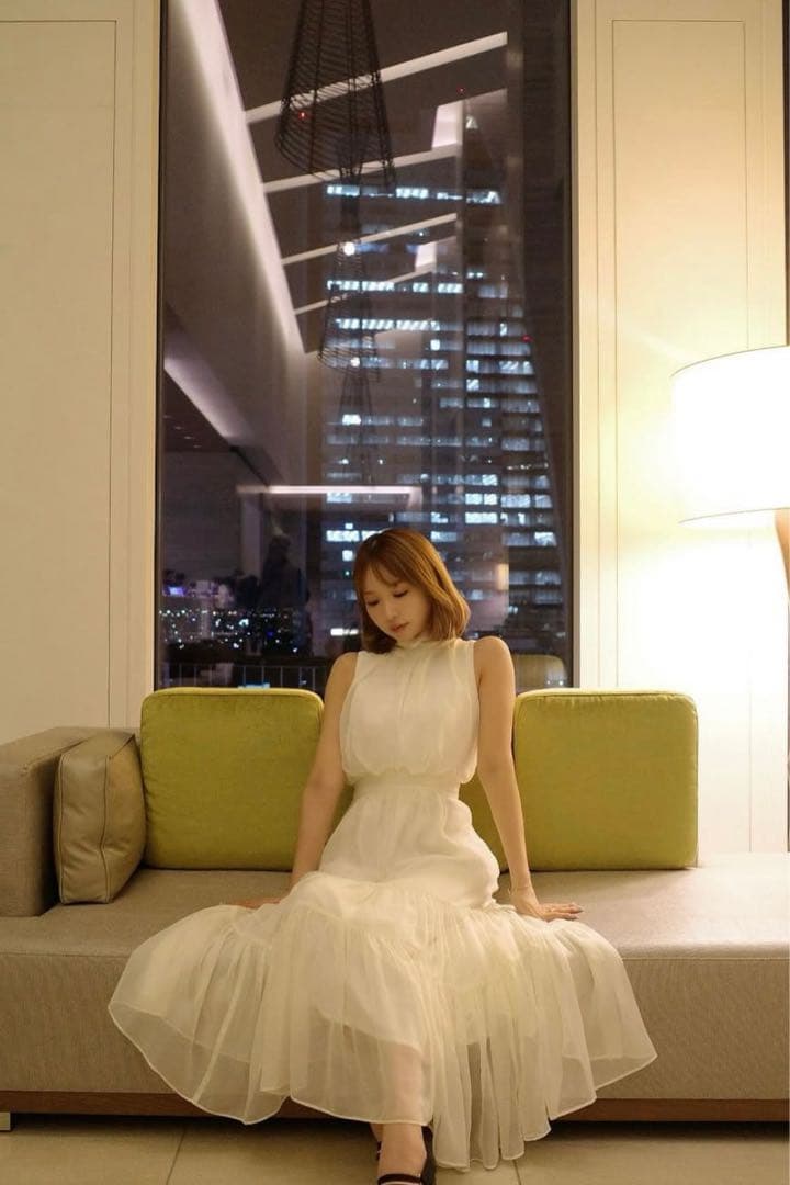 完売品❗️Sheer Shiny Gather Tiered Dress