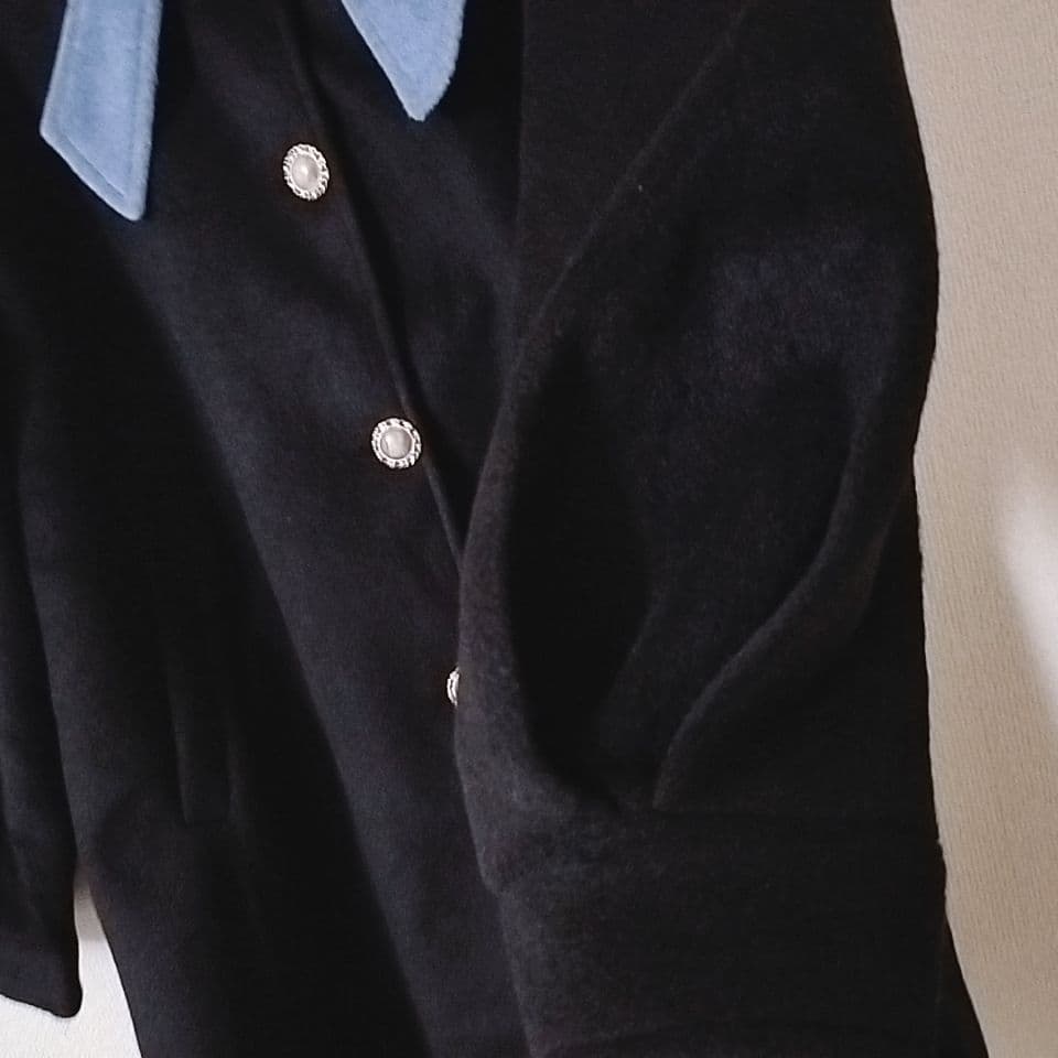 バイカラー リボンコート ブラック