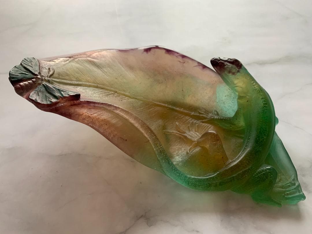 ✨SALE✨硝子製蜥蜴トレー(オブジェ)　アンティークドーム・ナンシー　フランス