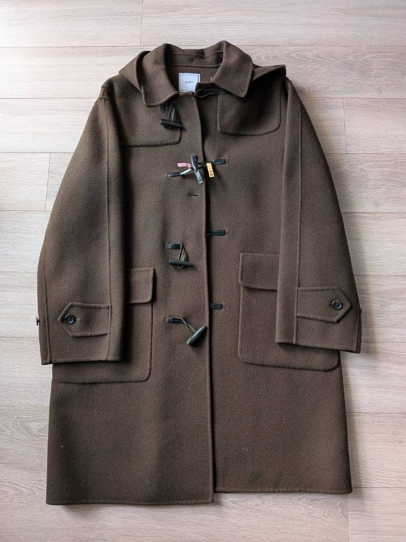 SHIPS シップス ダブルフェイスメルトンダッフルコートブラウン メンズ