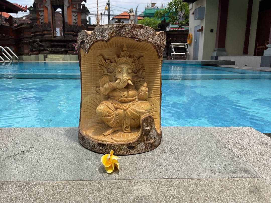 【新入荷】ガネーシャ像(夢をかなえる神様)木彫り [H20.8cm]