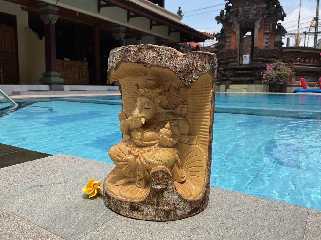 【新入荷】ガネーシャ像(夢をかなえる神様)木彫り [H20.8cm]