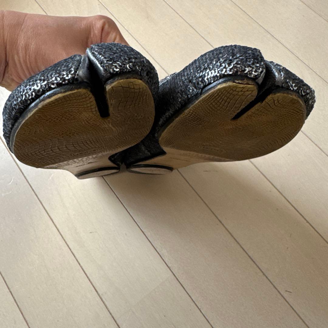 マルジェラ tabi タビ バレエ メタリック スパンコール シルバー 38