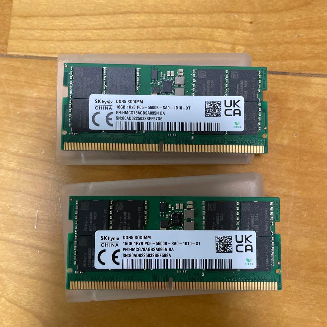 SK hynix DDR5 16GB SO-DIMM x 2枚 計32GB
