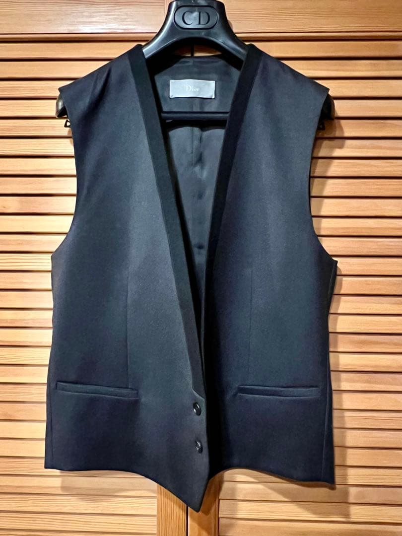 ディオールオム ジレ ベスト ブラック　46カシミア混