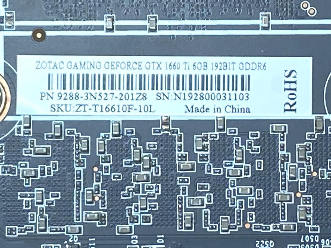中古ZOTACGAMING GTX1660Ti 6GB192BIT GDDR6