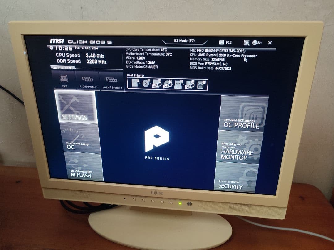 Ryzen 5 2600搭載自作PC＋モニター　メモリ32GB