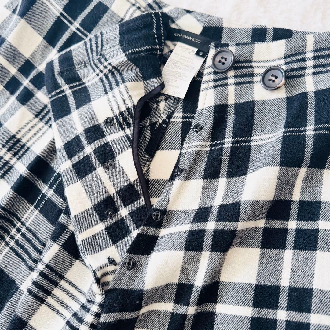 美品✨ ヨウジヤマモト 変形 サルエルパンツ ワイド チェック ラメ 2 ウール