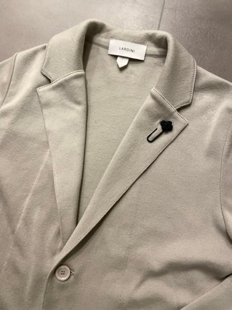 ラルディーニ⭐️ニットジャケット46 44‼️新型ミラノリブ⭐️コットン　グレージュ