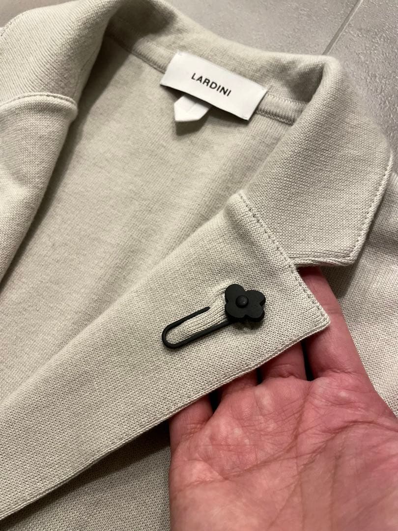 ラルディーニ⭐️ニットジャケット46 44‼️新型ミラノリブ⭐️コットン　グレージュ
