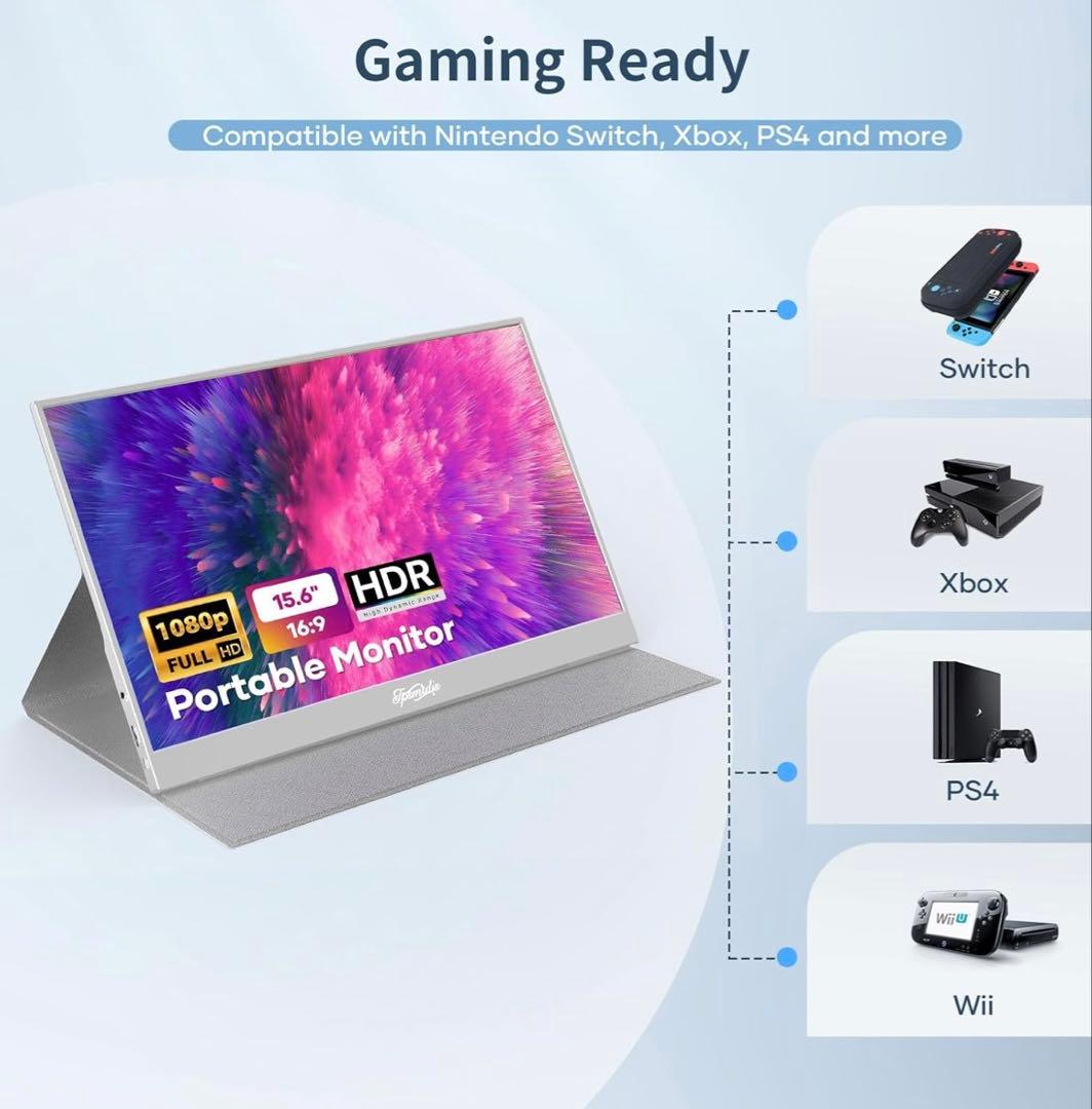 最新版★15.6インチ　ポータブルモニター　超薄型　軽量　保護カバー　スピーカー