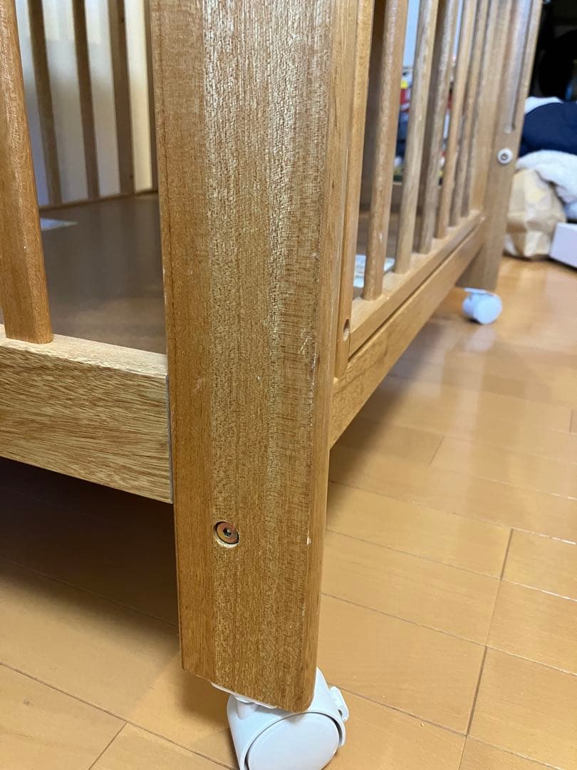 【良品】KATOJI 木製ミニベビーベッド キャスター付き 2段