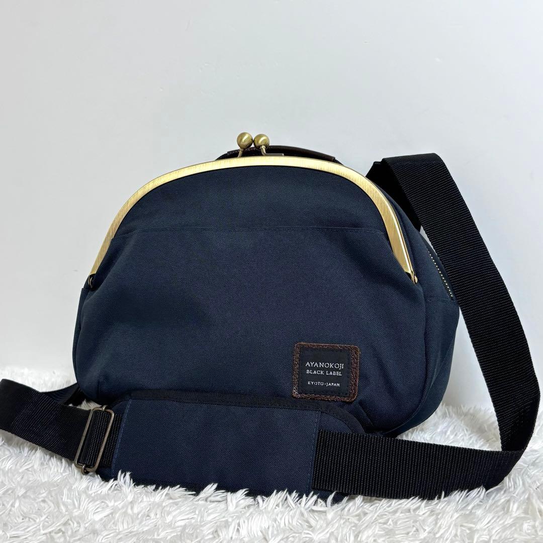 【新品同様】 アヤノコウジ ブラックレーベル がま口 ポシェット型 ボディバッグ