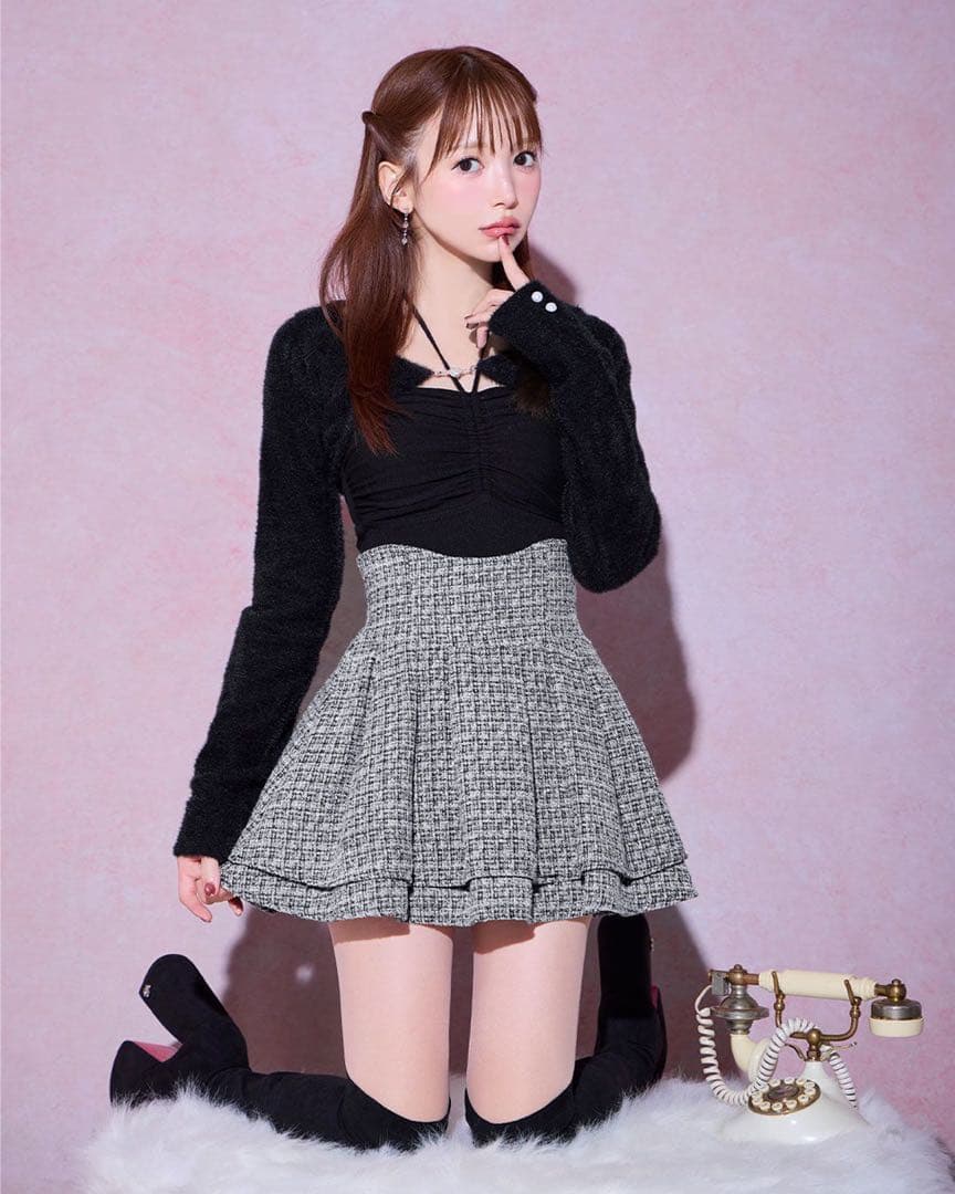 ミシェルマカロン 美脚スカート M ラメツイード