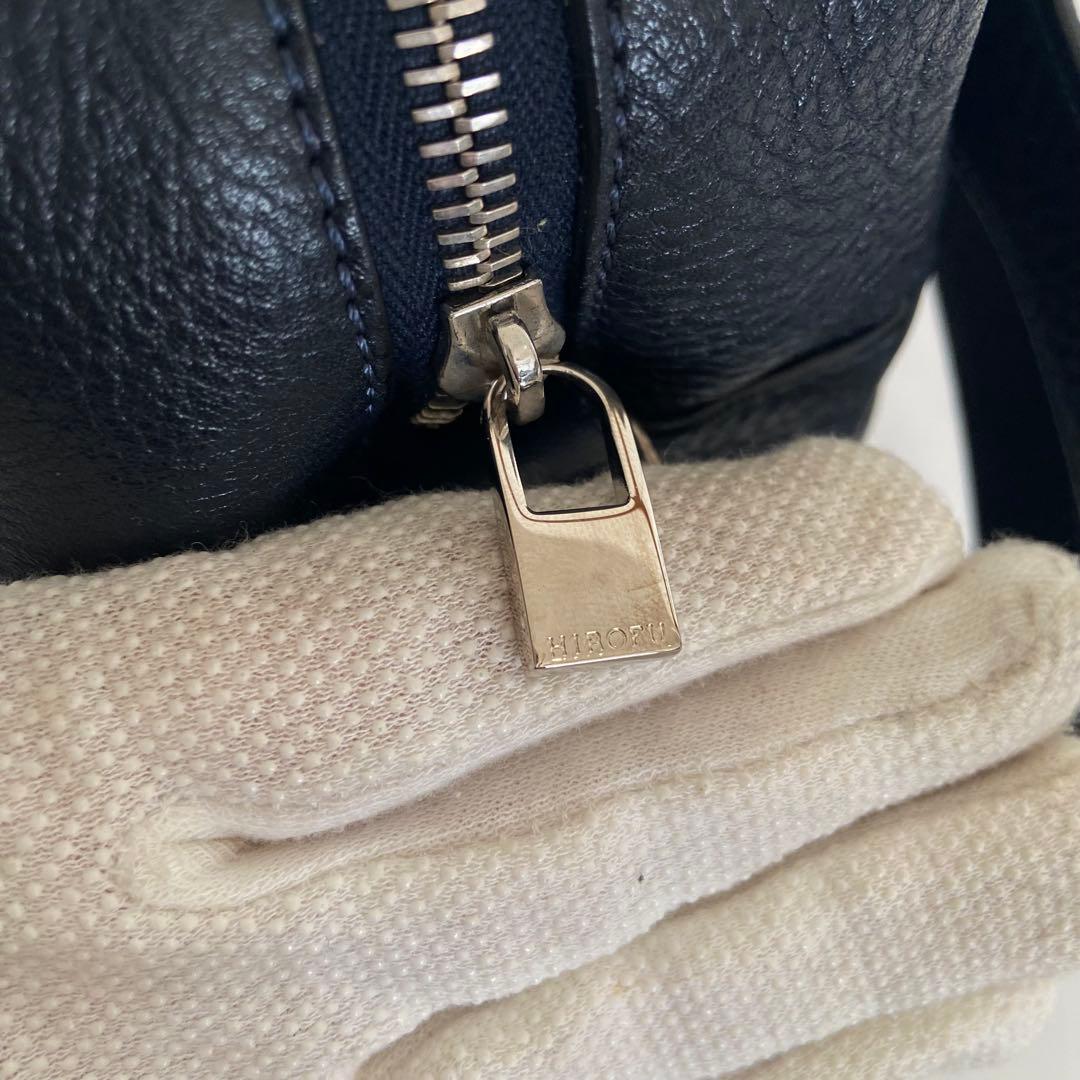極美品✨ヒロフ ヴィータ レザーショルダーバッグ M 完売品 2way 濃紺