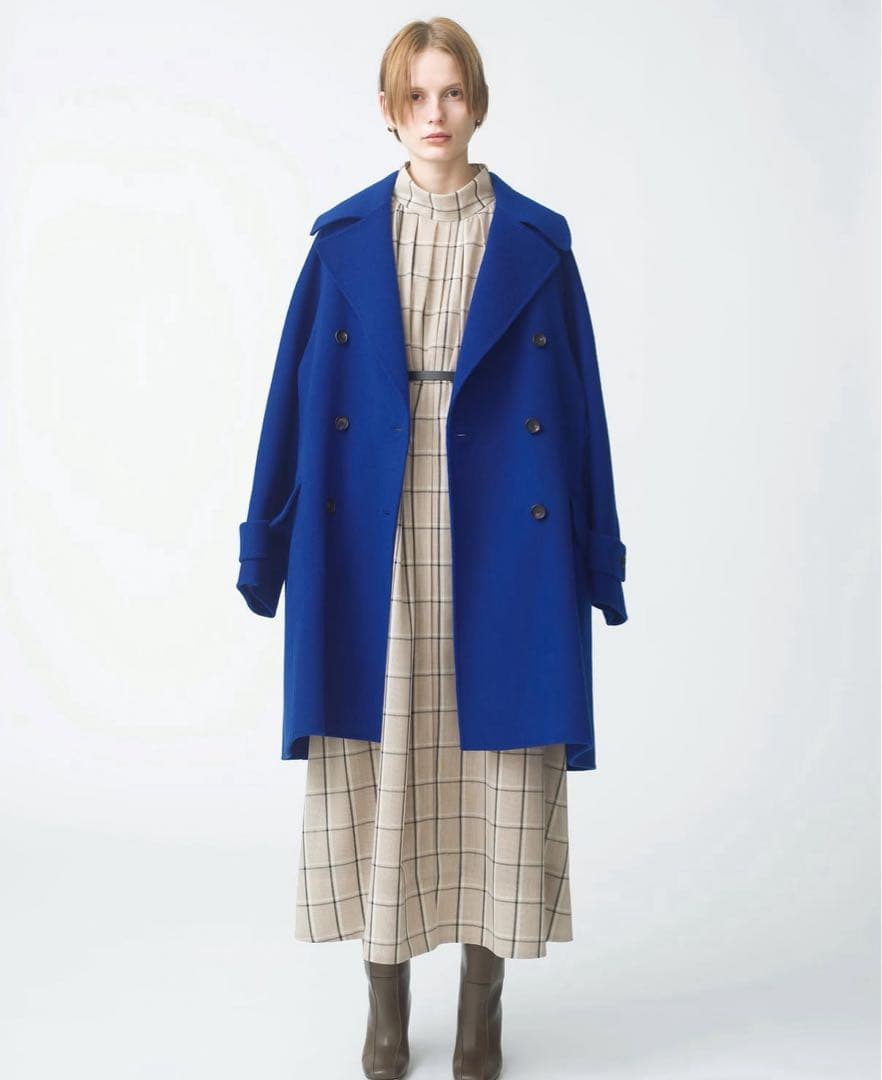 ebure 83,600円23AWクリアチェックハイネックベルト付きワンピース