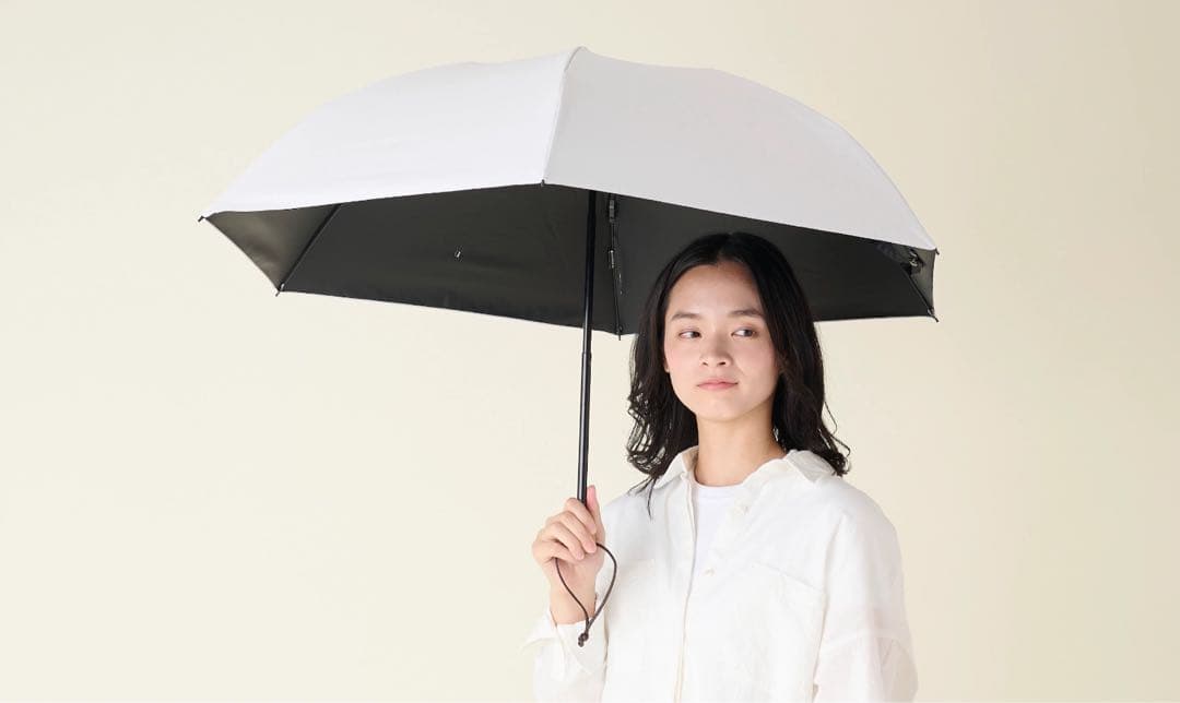 サンバリア100 3段折　無地　ホワイト