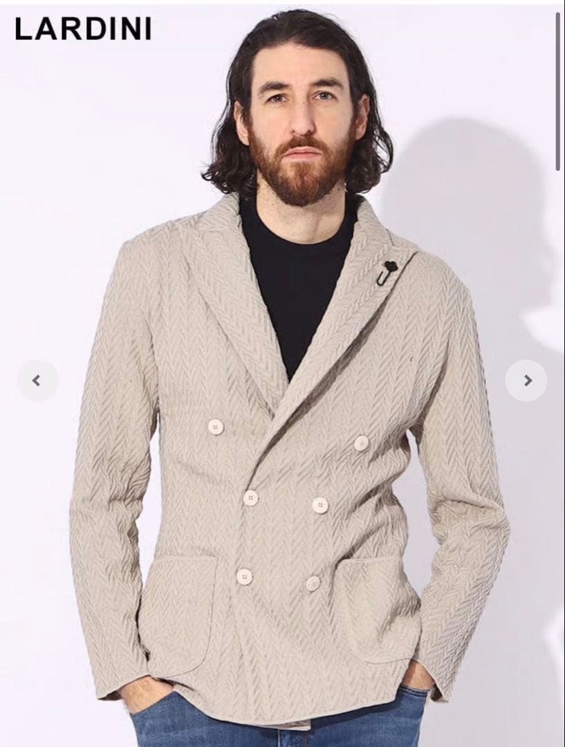 LARDINI ベージュ ダブルブレスト テーラードジャケット