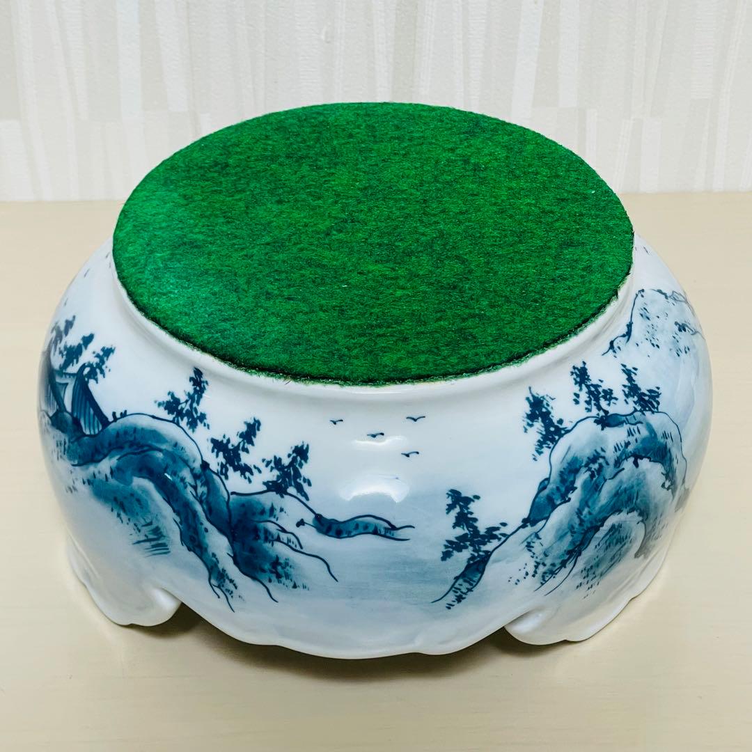 有田焼 勝右衛門作 飾壺 沈香壺 染付山水 立札付 高さ 約49cm