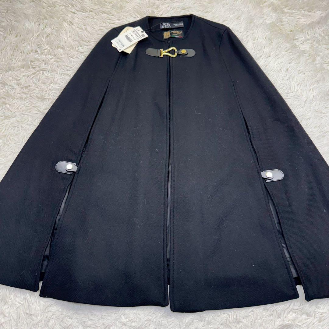 新品✨ ZARA MANTECOポンチョケープコートゴールド金具 完売ラムウール