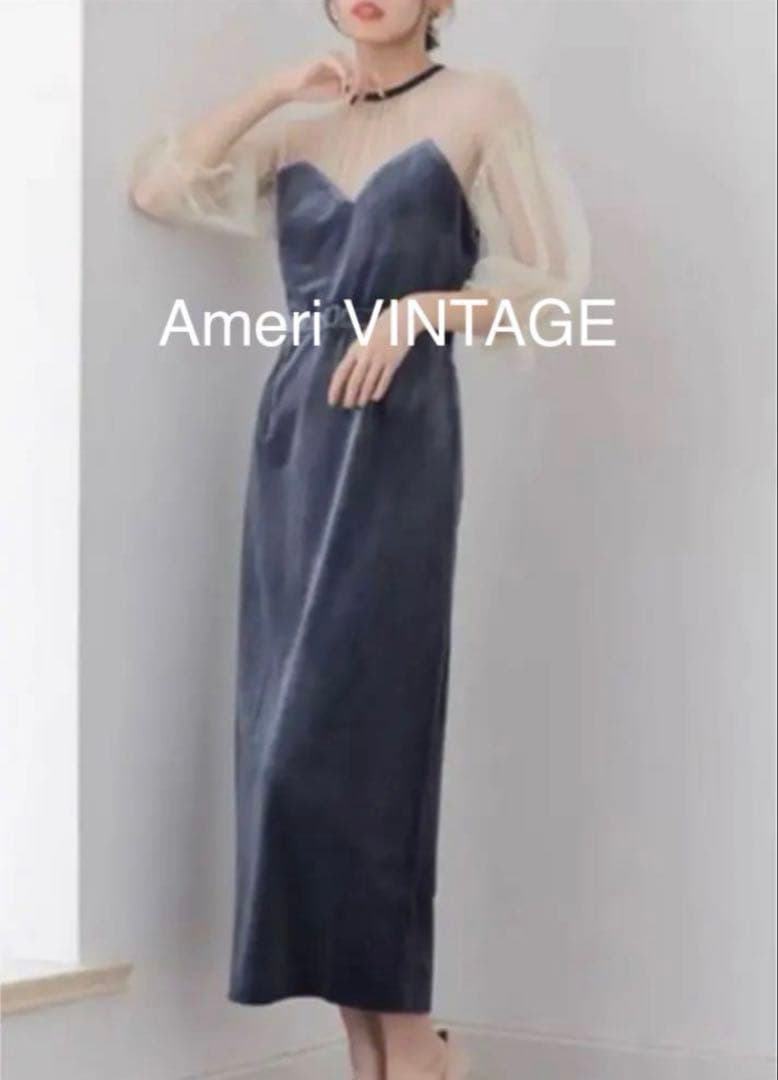 ameri エアリースリーブタイトドレス　アメリヴィンテージ　アメリ　お呼ばれ