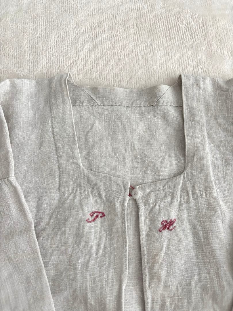 フランス　アンティーク　レース　ワンピース　フレンチリネン　刺繍　ブラウス