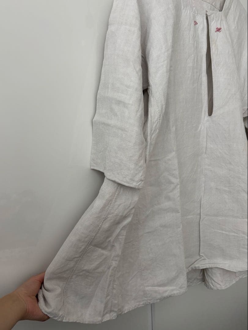 フランス　アンティーク　レース　ワンピース　フレンチリネン　刺繍　ブラウス