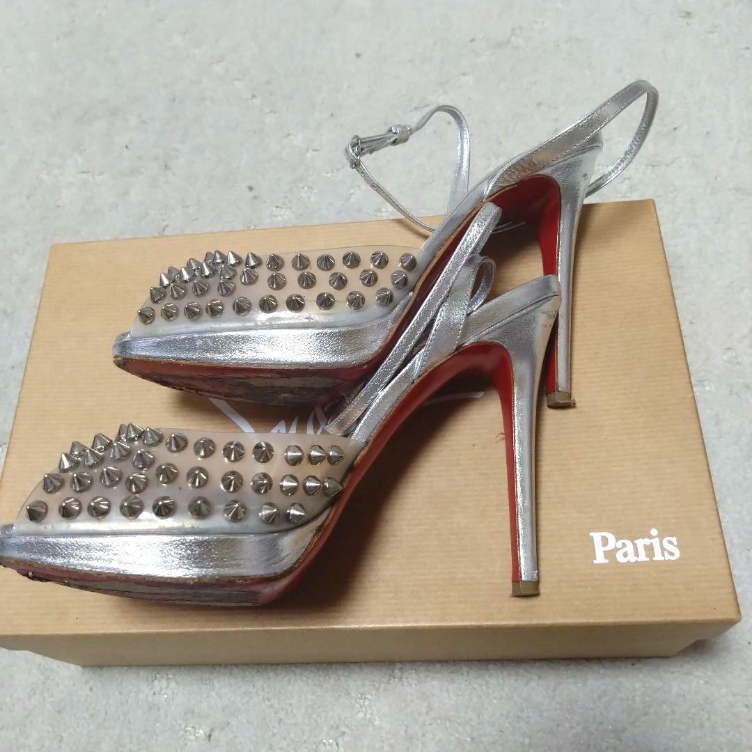 Christian Louboutin サンダル ハイヒール シルバー スタッズ