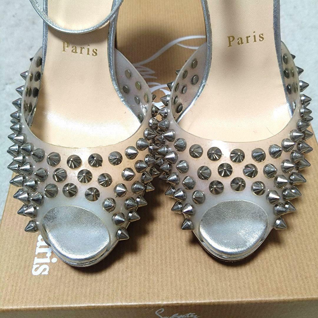 Christian Louboutin サンダル ハイヒール シルバー スタッズ