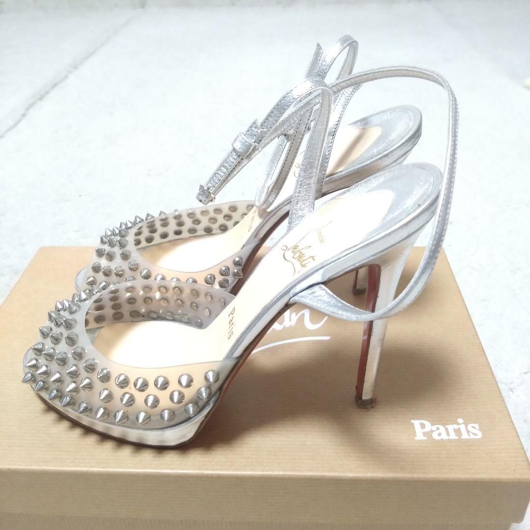 Christian Louboutin サンダル ハイヒール シルバー スタッズ