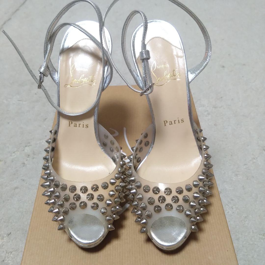 Christian Louboutin サンダル ハイヒール シルバー スタッズ