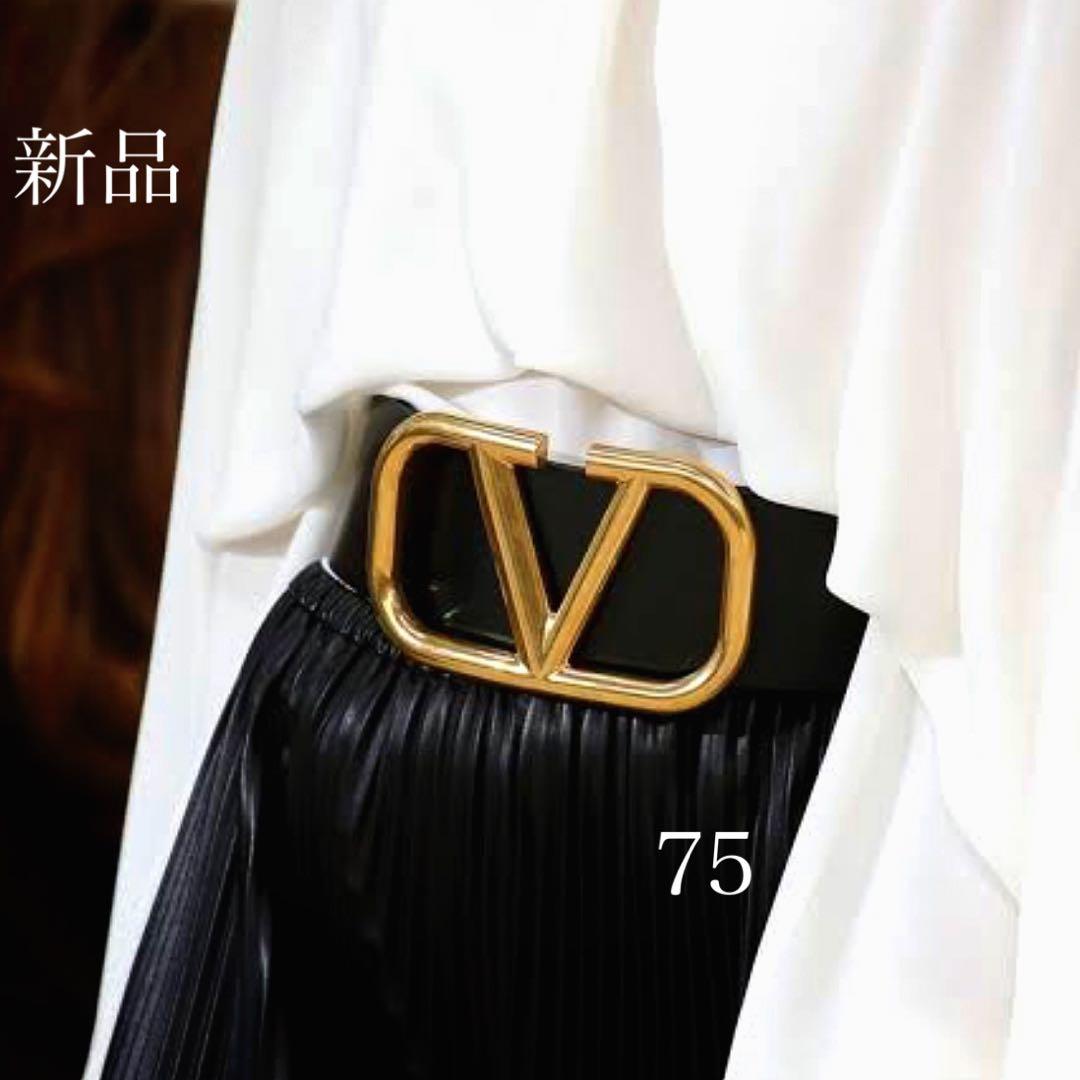 新品75 70MM VALENTINO ヴァレンティノ Vロゴ ベルト VLTN