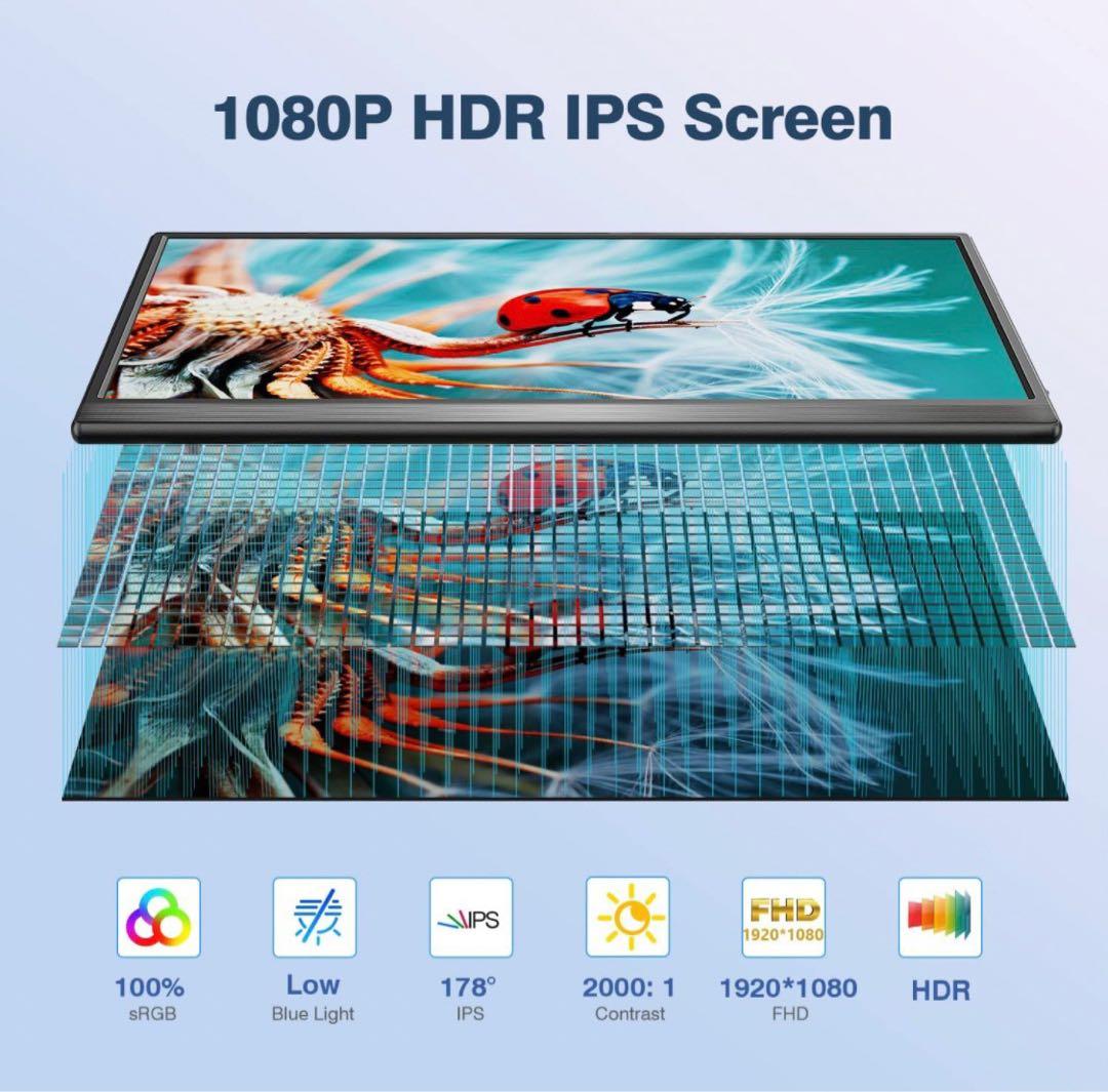 モバイルモニター 15.6インチ スピーカー内蔵 保護カバー付き 0109